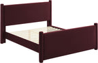 Modway Rael Queen Platform Bed Frame with Upholstered Headboard and Footboard in Mulberry – Stain-Resistant Performance Velvet Queen Size Bed with Rounded Posts