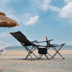 apollo walker Reclining Beach Chair, Adjustable 90-135° Backrest Camping Lounge Chairs for Adults, Folding Chair with Foot Rest & Detachable Pillow - Standard 6-Leg, Grey