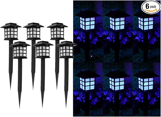 Solar Outdoor Garden Lawn Landscape Lights 6 Pack Waterproof, Outside LED Decorative Lights Landscape Lighting for Yard Patio Driveway Garden (Blue)