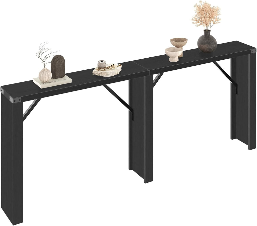 YATINEY Console Table, 70.8" Long Behind Couch Sofa Table, Entryway Table, Farmhouse Console Table for Narrow Spaces, Hallway, Living Room, Black CT31BB