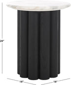 SAFAVIEH Couture Collection - Roxiella Black Solid Wood & Round Marble Top Accent Table, Pedestal Design, Sculptural Modern Side Table (SFV9732B)