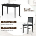 Giantex 5-Piece Dining Table Set for 4, Wooden Kitchen Table and Chairs with Solid Rubber Wood Legs, Padded Seat & Backrest, Space Saving Dinette Set for Home Dining Living Room, Breakfast Nook