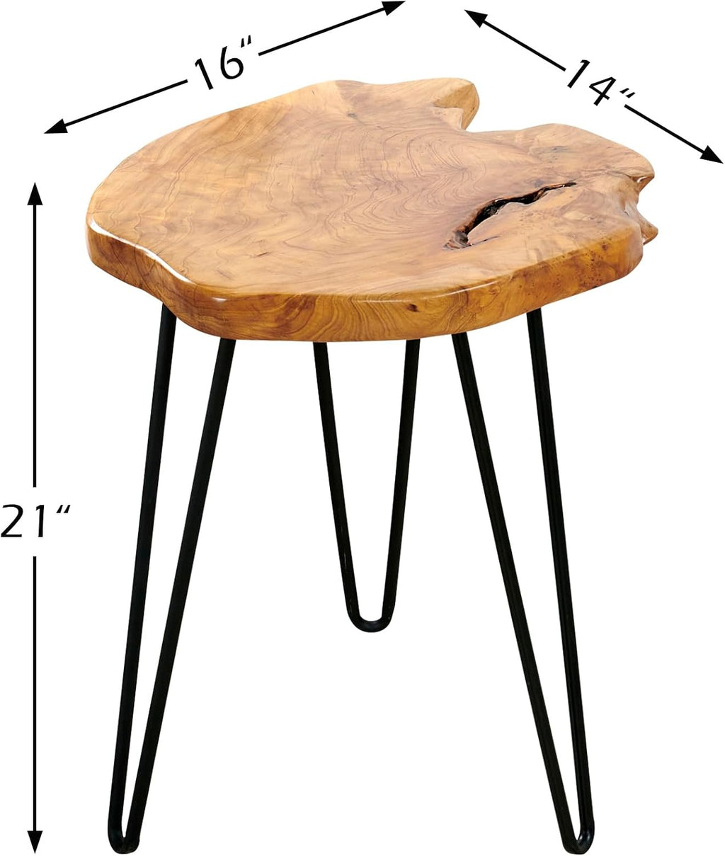 Greenage Cedar Roots Naturally Live Edge Side Table 16" x 14" x 21" Height Natural Wood End Table for Living Room Bedroom Home Decor Wooden Plant Stand