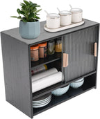 Xuthusman Kitchen Pantry Storage Cabinet,21.6x11x18.1inch Freestanding Narrow Floor Organizer with Sliding Doors Adjustable Tall Storage Cabinet for Bathroom Kitchen Living Room