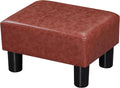 Adeco Leather Foot Stool with Legs, Small Footstool Ottoman, Velet Fabric Seat with Thick Cushion, for Living Room, Bedroom, Entryway, 335 lb Weight Capacity
