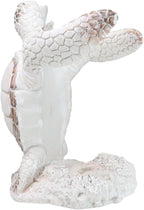 Ebros Gift Nautical Coastal Dancing Antique White Sea Turtle Wine Bottle Holder Caddy Figurine 7.5" High Home Kitchen Decorative Storage Organizer Turtles Terrapins Tortoises Decor