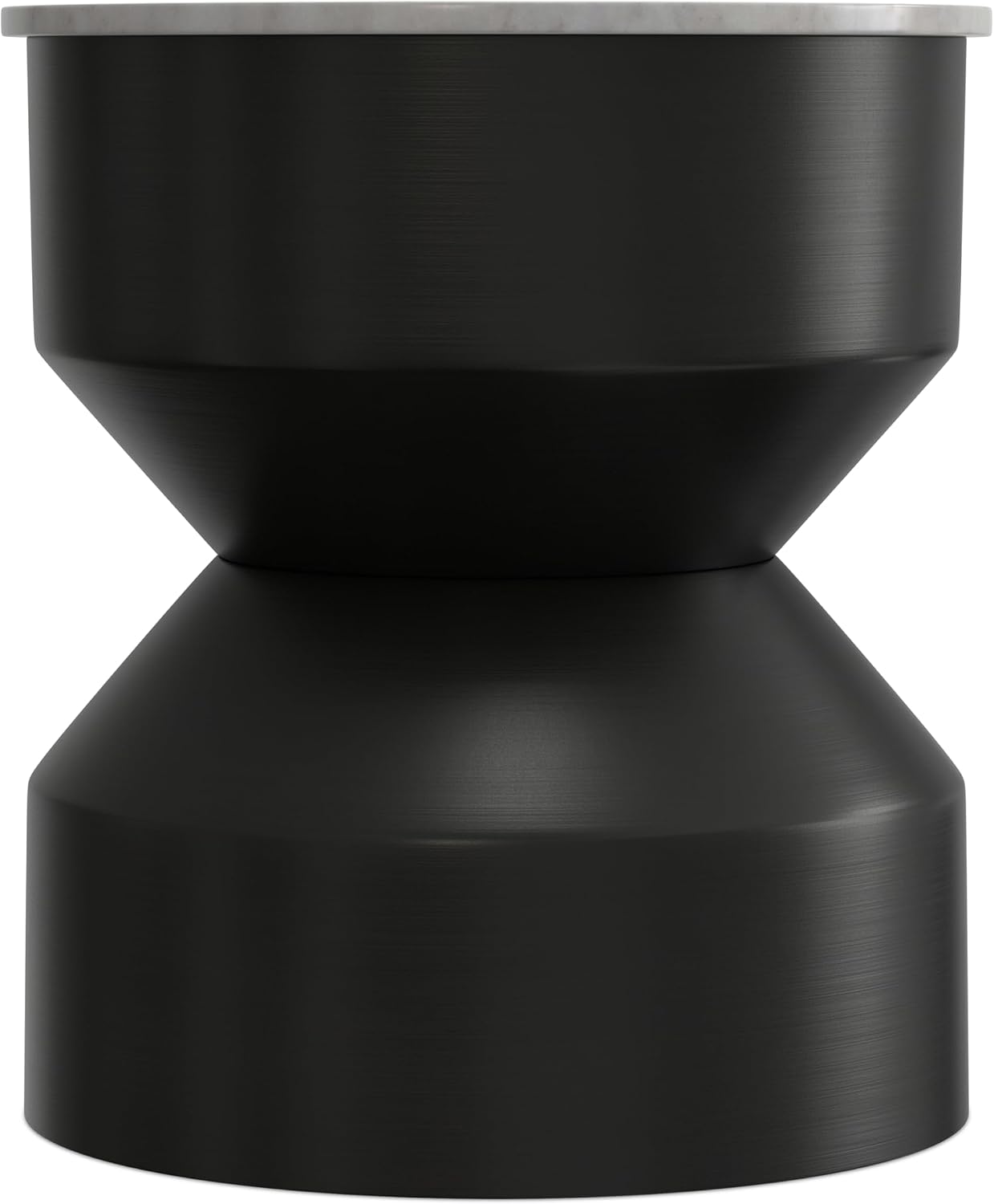 SIMPLIHOME Maxine Side Table - 18 inch Wide Genuine Marble Top Round Accent Table in Black/White, Modern End Table or Metal Table with Black Base for Living Room or Bedroom, Assembled