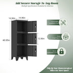Metal Lockers for Employees-3 Doors Storage Locker with Shelves and Lockable Steel Cabinet for School,Gym,Office,Staff,Assembly Required,Black