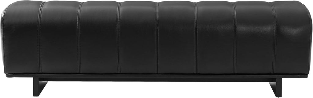 Christopher Knight Home Lamie Faux Leather Upholstered Dining Bench, Wooden Entryway Bench, Long Sofa Footstool for Living Room, Bedroom End of Bed Bench, Black