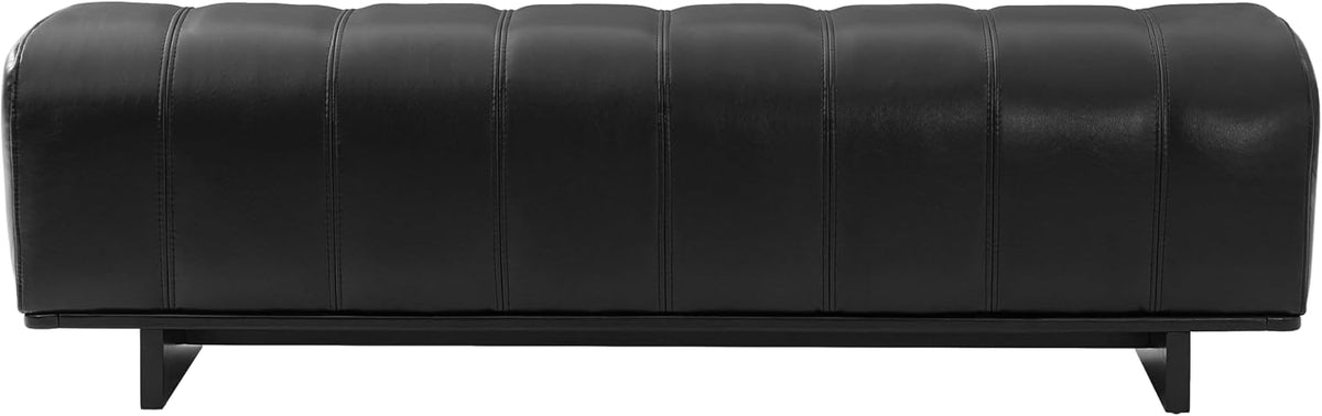 Christopher Knight Home Lamie Faux Leather Upholstered Dining Bench, Wooden Entryway Bench, Long Sofa Footstool for Living Room, Bedroom End of Bed Bench, Black