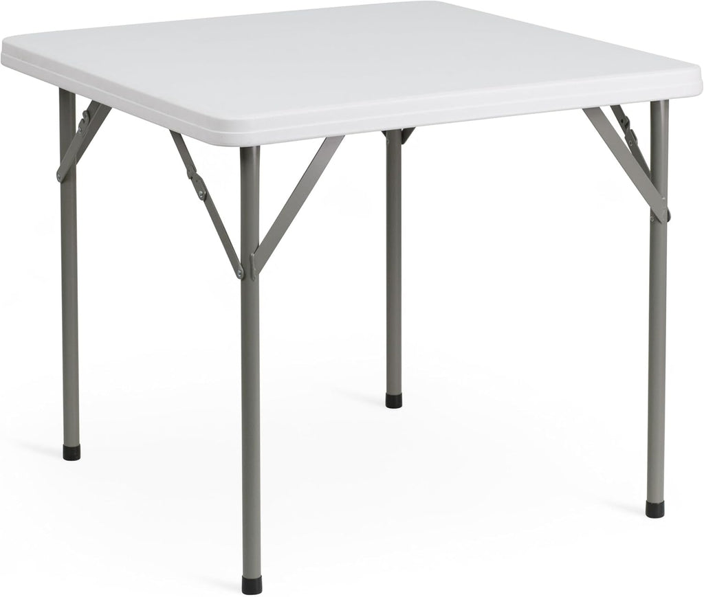 Flash Furniture Elon Square Plastic Folding Table, Portable Dining Card Table for 4 People, Indoor-Outdoor Use, 34.25", Granite White | Lightweight, Easy Storage, Commercial Grade
