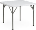 Flash Furniture Elon Square Plastic Folding Table, Portable Dining Card Table for 4 People, Indoor-Outdoor Use, 34.25", Granite White | Lightweight, Easy Storage, Commercial Grade