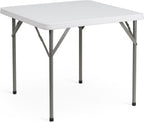 Flash Furniture Elon Square Plastic Folding Table, Portable Dining Card Table for 4 People, Indoor-Outdoor Use, 34.25", Granite White | Lightweight, Easy Storage, Commercial Grade
