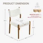 KISLOT Dining Chairs Set of 4, Ergonomic Upholstered Wood Chairs, White | Mid Century Modern Dining Room Chairs, Ergonomic Farmhouse Kitchen Chairs with Solid Rubber Wood Frame, Antique Walnut Leg