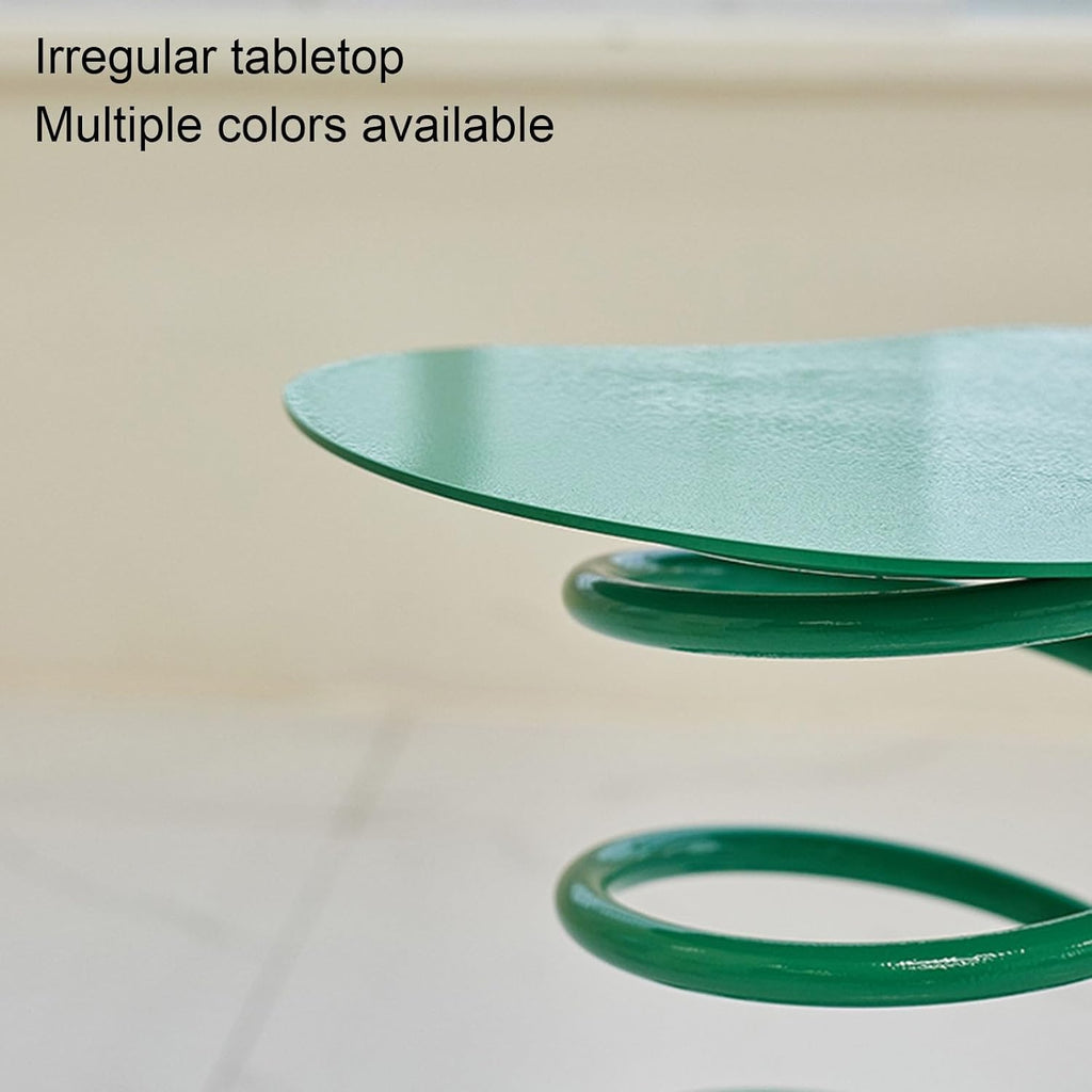 Spring Shape Side Table, Heart Shaped Accent Table, Iron Material, No Installation Required, for Living Room, Balcony(Yellow)