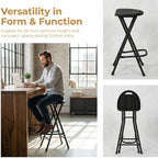 28 inch Black Bar Stool,Portable Stool for Adults Foldable Stools with Handle,Collapsible Heart-Shaped Folding Counter Height Stools Chair for Camping Kitchen,Loads 250 Lbs,1 Pack