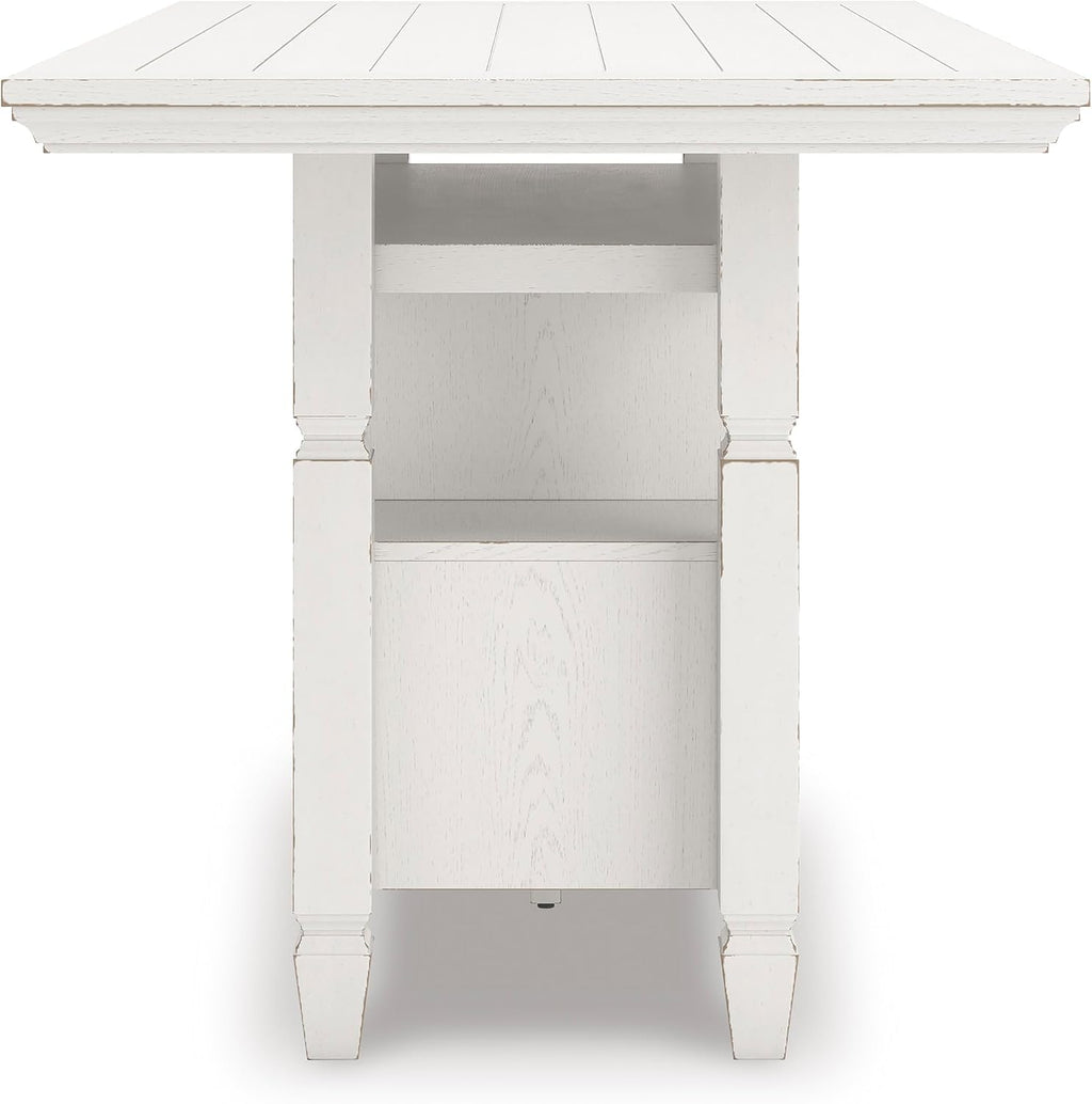 Signature Design By Ashley Robbinsdale 72-Inch Counter Height Dining Table with Kitchen Island Storage, Rubberwood Solids, Ash Veneer and MDF Substrates, Antique White