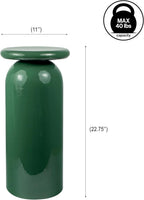 Eyely DNE1008A Elian 22.75" Mid-Century Modern Metal Sleek Cylinder Drink Table, Side Table for Bedroom, Living Room, Green
