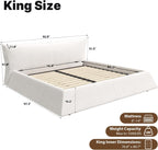 King Size Bed Frame with Oversized Headboard, Luxury Cloud Bed, Ivory