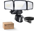 Philips 36W Motion Sensor Security Lights Outdoor, 3800 LM LED Dusk to Dawn Plug in Flood Light, 3 Adjustable Heads, 5000K Daylight, Waterproof for Garage, Yard, Porch