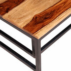 2 Piece Nesting Coffee Table Set Solid Acacia Wood | Retro Industrial Style, Metal Frame, Space Saving, for Living Room Bedroom