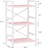 Homeiju Pink Bookshelf, 3 Tier Industrial Bookcase, Metal Small Bookcase, Rustic Etagere Book Shelf Storage Organizer for Living Room, Bedroom, and Home Office(Pink) Patent Pending D29873033