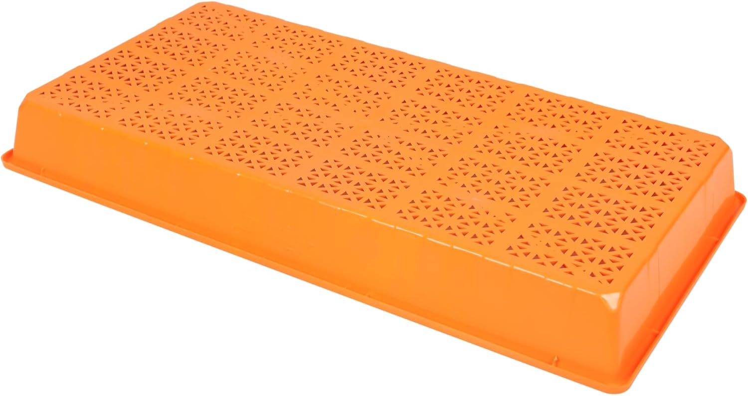 SUNPACK 10" x 20" Heavy Duty Mesh Plastic Seed Starting Tray, Orange, 2.3" (Pack of 10) - Ensures Water Drainage and Aeration, Perfect for Greenhouses or Indoor Gardening