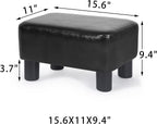 Homebeez 16" Small Footstool PU Leather Ottoman Footrest Modern Home Living Room Bedroom Rectangle Stool with Padded Seat Plastic Legs, Dark