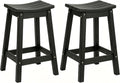 AMILY 24'' HDPE Bar Stool Set of 2, Weather Resistant Outdoor Bar Stools, Heavy Duty All-Weather Patio Stools for Poolside, Backyard, Balcony, Easy Assembly (Black)