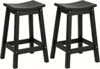 AMILY 24'' HDPE Bar Stool Set of 2, Weather Resistant Outdoor Bar Stools, Heavy Duty All-Weather Patio Stools for Poolside, Backyard, Balcony, Easy Assembly (Black)