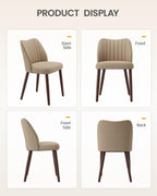 Upholstered Dining Chairs Set of 4, Farmhouse Fabric Kitchen Chairs with Solid Wood Legs, Modern Dining Room Chairs for Restaurant & Cafe, Camel