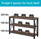 BON AUGURE 47” Narrow Console Table, 3 Tier Sofa Table Behind Couch, Rustic | Entryway Table with 3 Open Shelves, Industrial Steel Frame Entry Tables for Hallway, Foyer, Living Room, or Behind the Couch