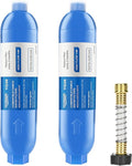 RV Inline/Marine Water Filter With Flexible Hose Protector, Reduce Bad Taste, Odors, Rust, Fluoride, Chlorine and Sediment in Drinking Water (2 Pack)