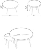 36" Reflective Top Stacking Nesting Tables, Set of Nesting Tables with Polished Metal Frame, Side Tables with Modern Streamlined Design for Living Room Activity Areas, Gold