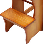 Folding Library Ladder Chair, Solid Wood Portable Multifunctional Step Stool, 3-Step Stool Stepladders, Display Stand and Flower Stand for Home (Brown)