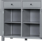 Merax 74.8'' Tall Kitchen Pantry Storage Cabinet with 6 Doors, 3 Drawers and Adjustable Shelves, Freestanding Large Cupboard & Pull-Out Trays for Kitchen, Dining Room, Living Room, Gray