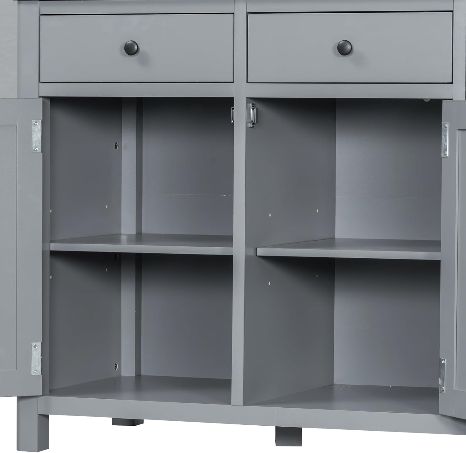 Merax 74.8'' Tall Kitchen Pantry Storage Cabinet with 6 Doors, 3 Drawers and Adjustable Shelves, Freestanding Large Cupboard & Pull-Out Trays for Kitchen, Dining Room, Living Room, Gray