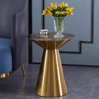 Modern Coffee Table Metal Tea Table,Luxury Sofa Side Table Corner Table,Round Pedestal Tea Table End Table for Living Room Bedroom(17.71" W x 21.65" H, Gold)