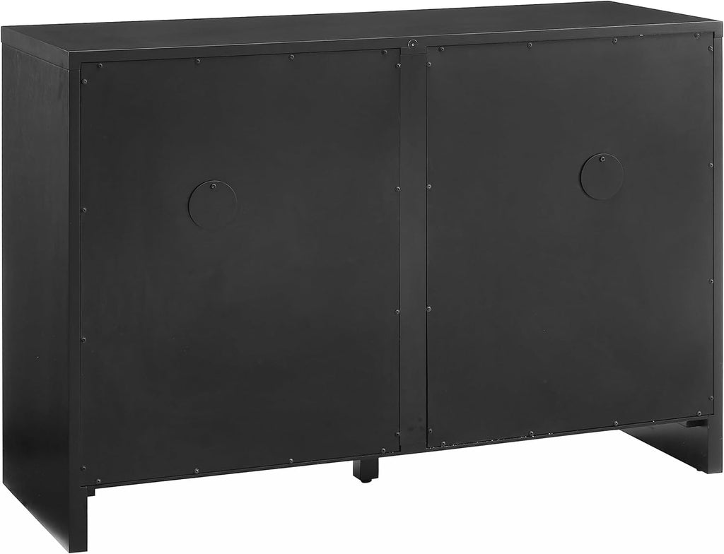 Crosley Furniture Kenji Media Console, Record Player Stand with Vinyl Storage, Modern Home Organizer, Black