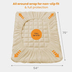 MATBEBY Full Size Mattress Pad - Cooling Breathable Mattress Topper, Quilted Fitted Mattress Protector, Pillow Top Mattress Cover with 8-21" Deep Pocket, Soft, Machine Washable, Beige, 54x75 Inches