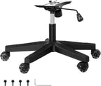 Frassie Gaming Chair Base Replacement Set with Plate Cylinder Wheels Black | Stur Nylon Frame Base, 5 Rubber Wheels Glide Silently & Protect Floors, Bottom Plate Mechanism with Install Screws