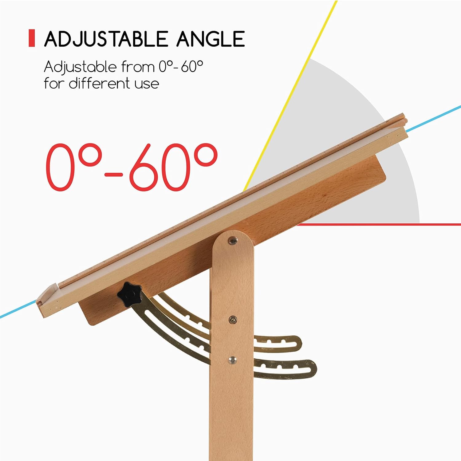 MEEDEN Wood Drafting Table & Stool: 35.5" x 23.5" Art Desk and Stool Set | Artist Drawing Chair and Craft Table with Adjustable Height,Tiltable Tabletop for Artwork, Graphic Design, Reading, Writing