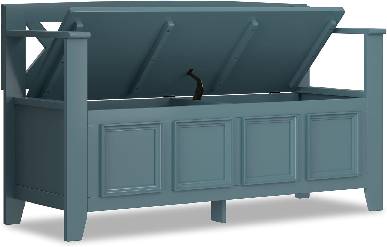 SIMPLIHOME Amherst Entryway Storage Bench - 48 inch Wide Solid Wood Hallway Seat in French Blue, Transitional Bench for Entryway or Living Room with Lift-Up Lid and Spacious Storage