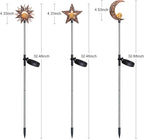 Tryme Solar Lights Outdoor Garden Decorations Sun Moon Star Stake Light Decorative Waterproof Warm White LED Yard Decor for Pathway Lawn Patio Courtyard Backyard