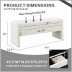 47.25'' Ottoman with Storage, End of Bed Storage Bench, Entryway Bench - Linen Upholstered Multi-Functional Footrest for Bedroom, Living Room, Dorm & Window Bench (A-White)
