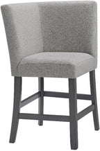 Pemberly Row Counter Corner Bench, 22" W x 22" D x 40" H, Upholstered Back in Gray, Foam-Filled Seat, Nailhead Trim, Rubberwood Frame, Versatile Seating for Kitchen or Dining Room