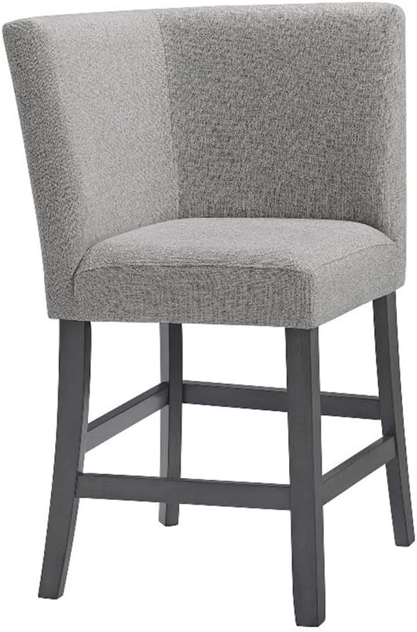 Pemberly Row Counter Corner Bench, 22" W x 22" D x 40" H, Upholstered Back in Gray, Foam-Filled Seat, Nailhead Trim, Rubberwood Frame, Versatile Seating for Kitchen or Dining Room