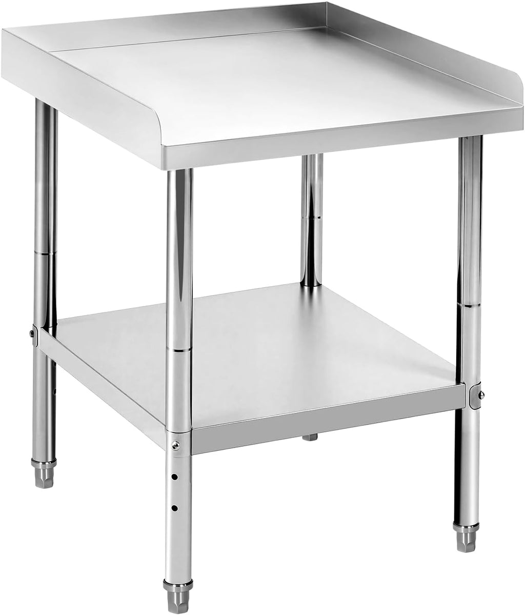 24x24x30 Inch Equipment Grill Stand Table Stainless Steel NSF Certified 400 Lbs Capacity with Adjustable Legs, 2" Edge Baffle for Hotel, Home, Commercial Restaurant Kitchen