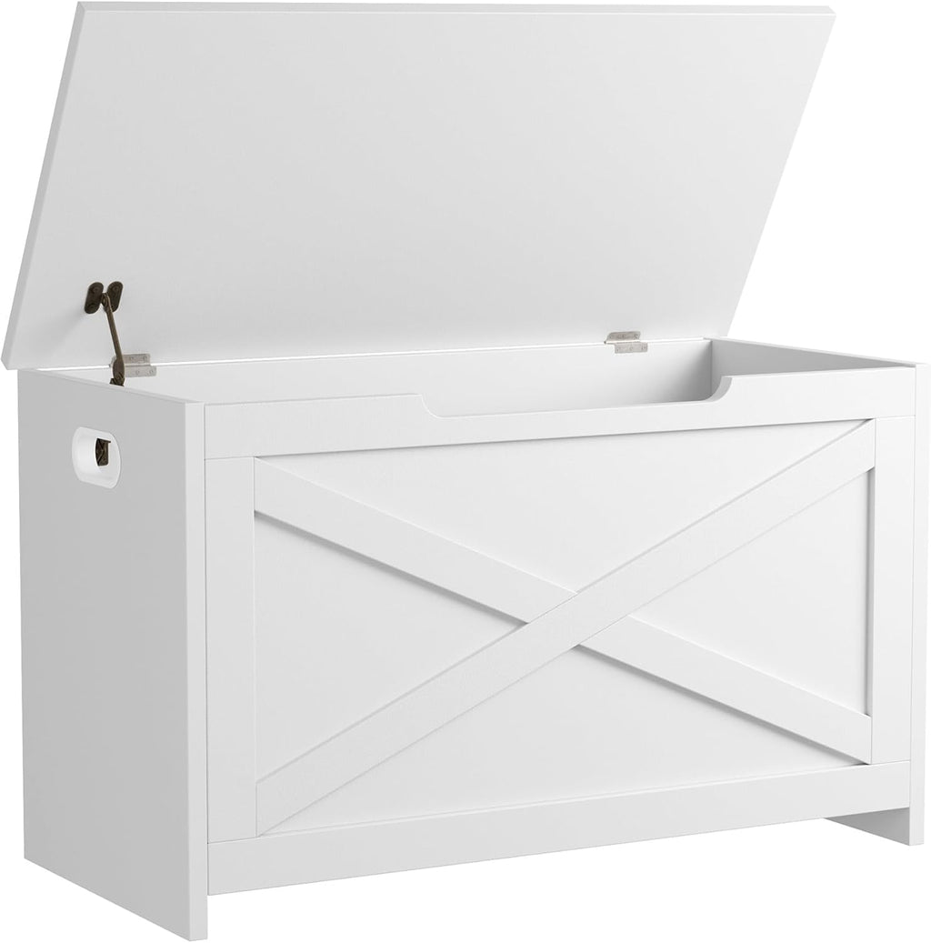 GarveeHome 30 in Storage Chest, Wooden Storage Bench with Safety Hinge, Easy Assembly, Large Shoe Bench for Entryway, Living Room, Bedroom