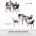 Zerifevni Round Dining Table Set, Mid Century Modern Small Round Dining Table Set, Saving Space (Table + 4 Brown Chairs)